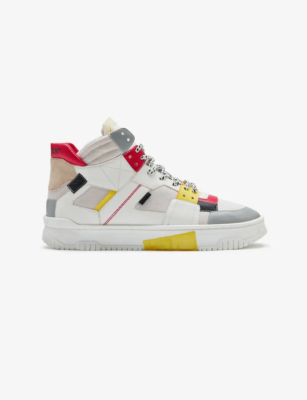 Celeb Spotted - 710 white yellow red mid-top sneaker