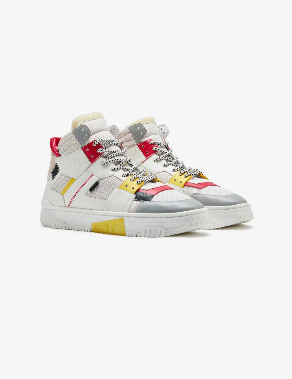 Celeb Spotted - 710 white yellow red mid-top sneaker